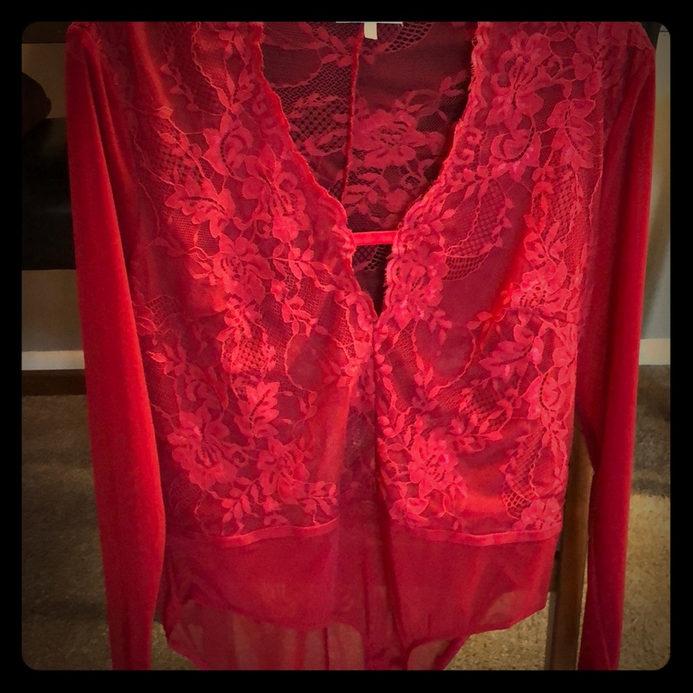 Red lace bodysuit